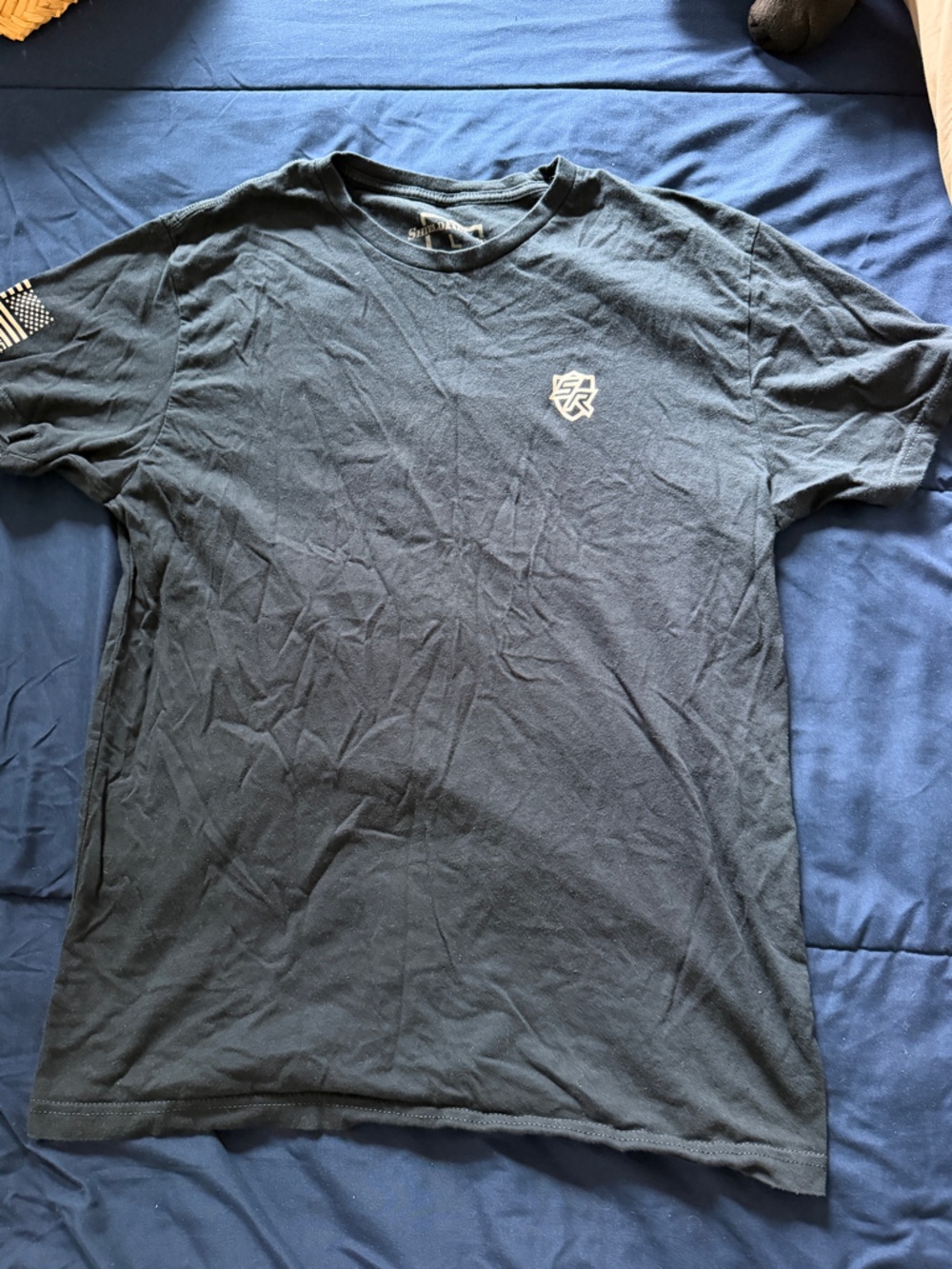 Black Graphic Short Sleeve Tee with Small Logo